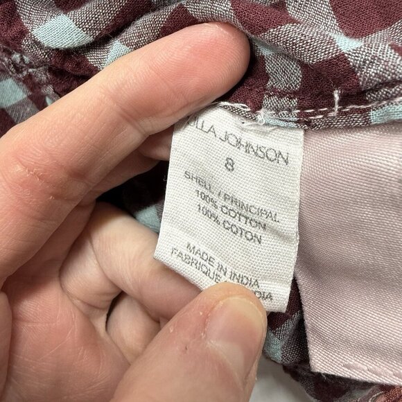 Ulla Johnson Elm Plaid Ruffle Mini Dress Size 8 Burgundy Check Long Sleeve - Picture 12 of 13